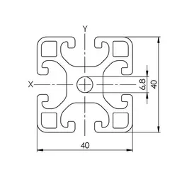 Skizze Aluminiumprofil AI 40x40L Nut 8