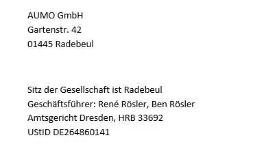 Impressum AUMO als Bilddatei